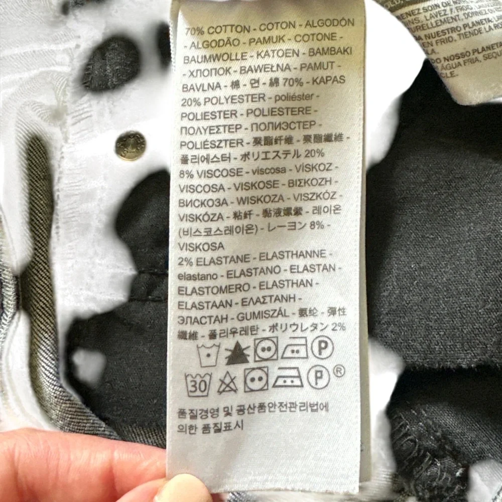 Levi’s 721 High Rise Skinny Jeans Sz 28 Black Distressed Raw Hem Grunge Y2K - Picture 7 of 9